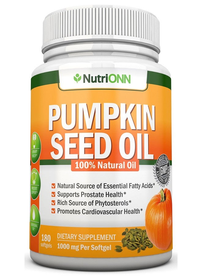 NutriONN Pumpkin Seed Oil 1000Mg 180 Softgels Coldpressed Natural Pumpkin Seed Oil Natural Source Of Essential Fatty Acids Great For Hair Growth Prostate Health Joint Health And Gi Tract - Image 2