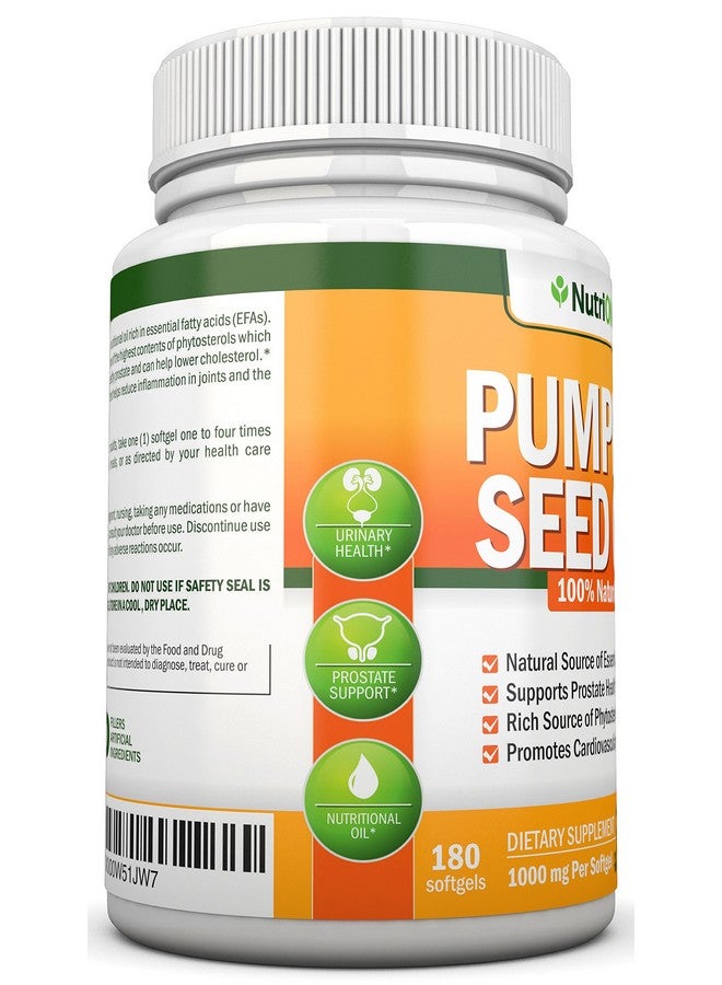 NutriONN Pumpkin Seed Oil 1000Mg 180 Softgels Coldpressed Natural Pumpkin Seed Oil Natural Source Of Essential Fatty Acids Great For Hair Growth Prostate Health Joint Health And Gi Tract - Image 5