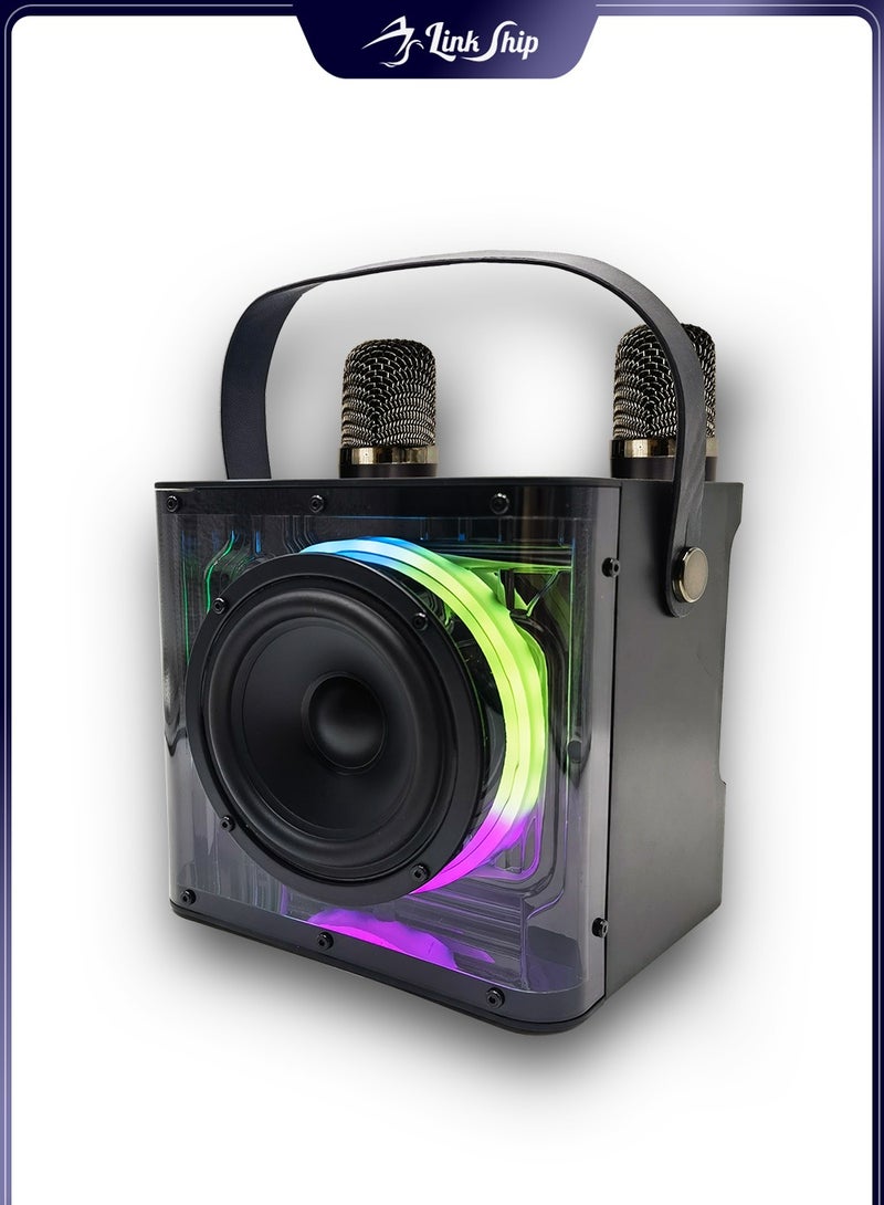 linkship 2 Wireless Mics Portable Karaoke Machine, Bluetooth Speaker with HiFi Rich Bass & LED Party Lights, Rechargeable Battery for Kids Adults, Home Parties, Outdoor Gatherings & Family Fun - Image 1