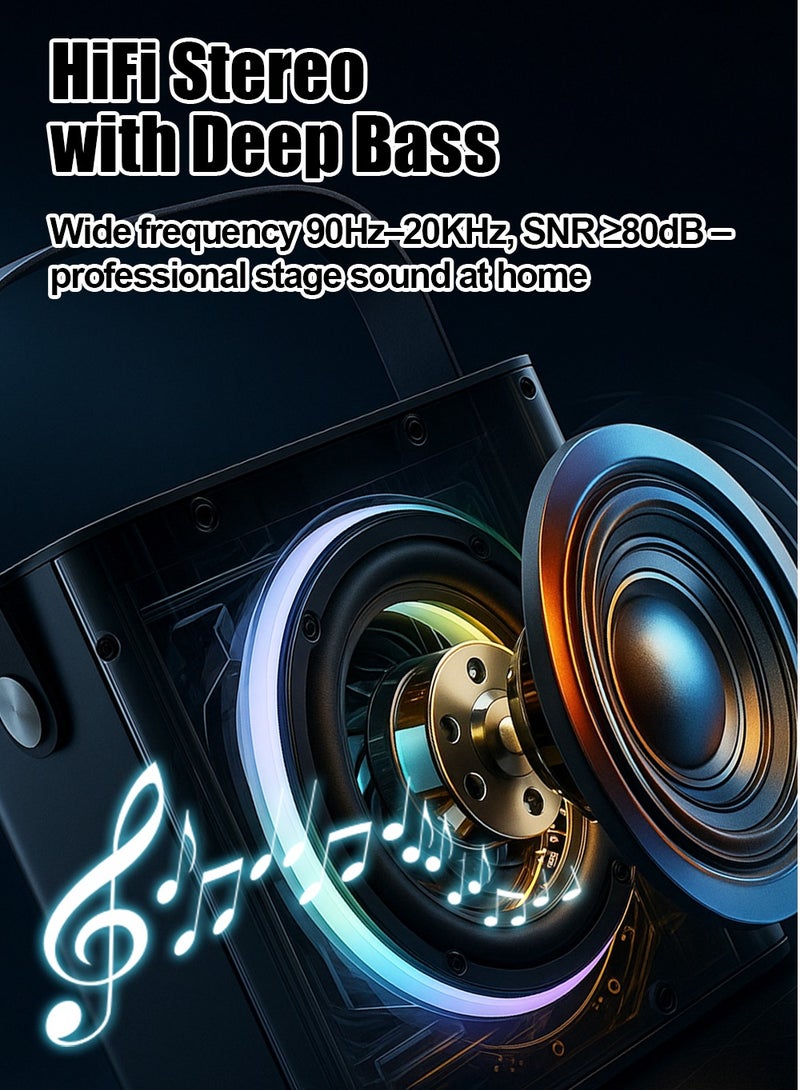 linkship 2 Wireless Mics Portable Karaoke Machine, Bluetooth Speaker with HiFi Rich Bass & LED Party Lights, Rechargeable Battery for Kids Adults, Home Parties, Outdoor Gatherings & Family Fun - Image 3