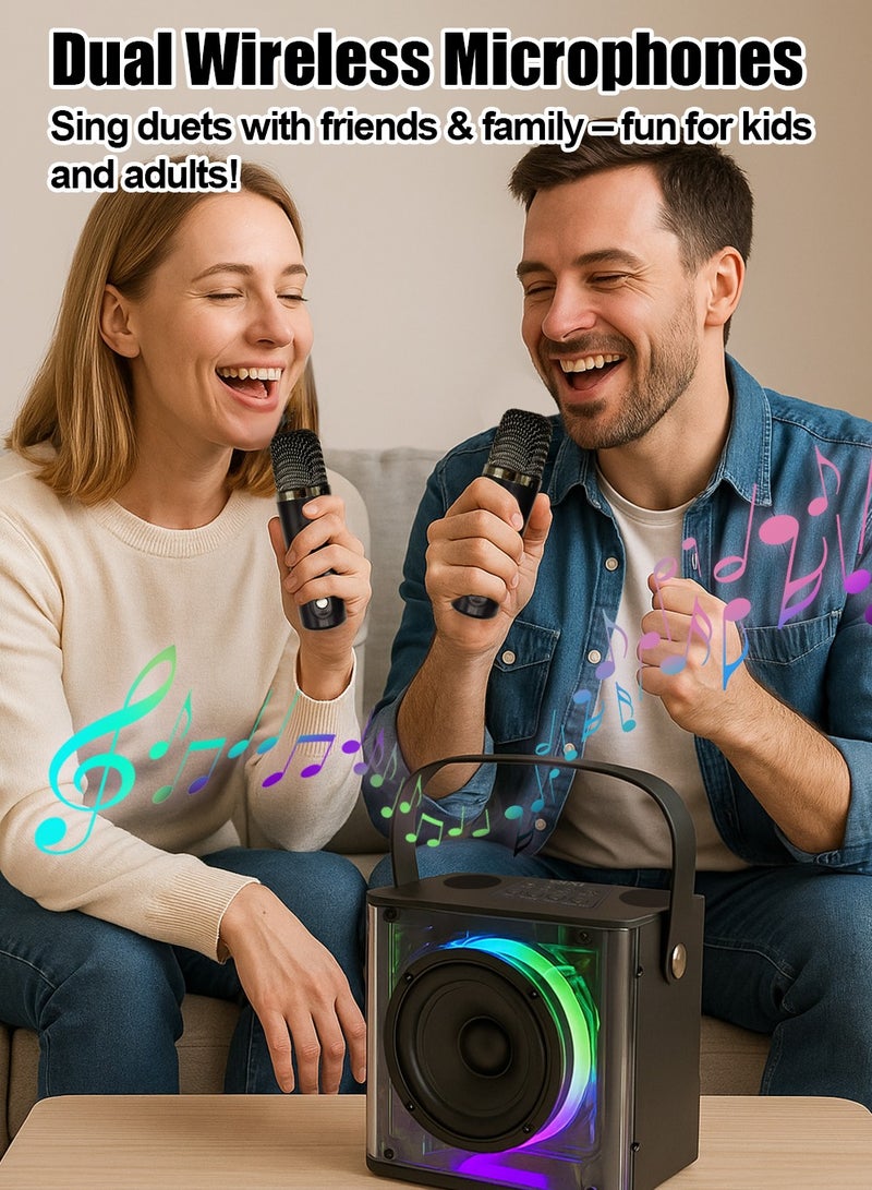 linkship 2 Wireless Mics Portable Karaoke Machine, Bluetooth Speaker with HiFi Rich Bass & LED Party Lights, Rechargeable Battery for Kids Adults, Home Parties, Outdoor Gatherings & Family Fun - Image 2