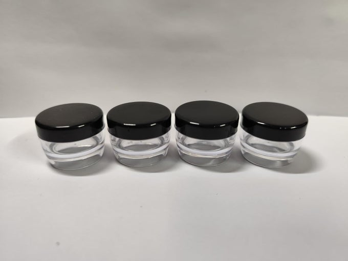 SHREE MAHA 5GM EMPTY COSMETIC CLEAR FANCY CONTAINERS ACRYLIC JARS SMALL LIP BALM CONTAINERSTRANSPARENT JAR WITH BLACK CAP PACK OF 24PCS