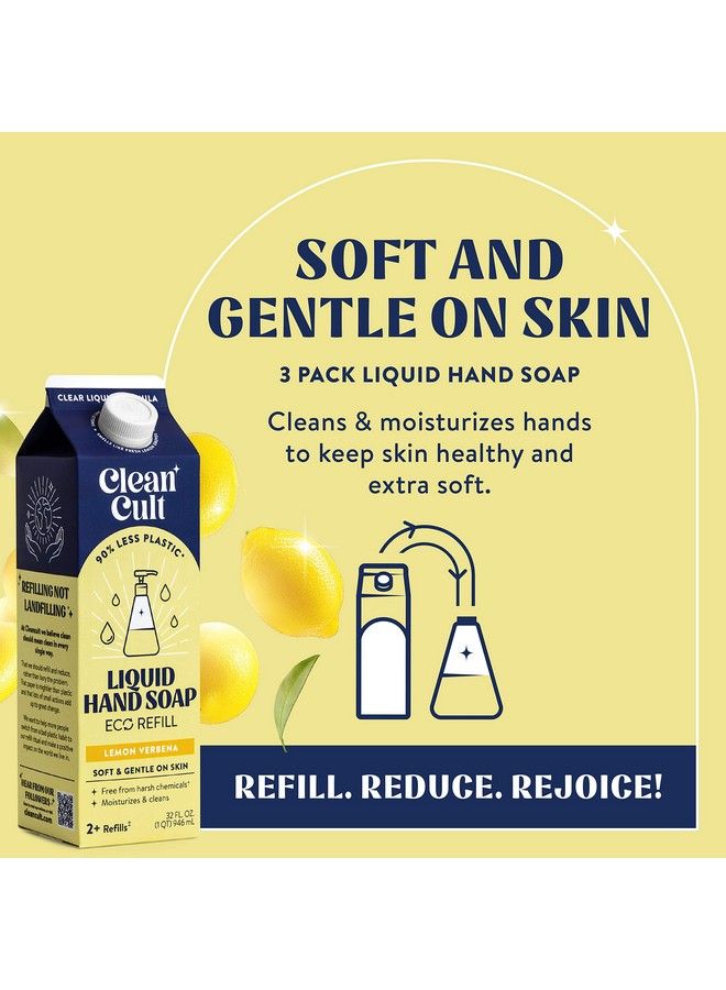 Cleancult Liquid Hand Soap Refills (32Oz 1 Pack) Hand Soap That Nourishes & Moisturizes Liquid Soap Free Of Harsh Chemicals Paper Based Eco Refill Uses 90% Less Plastic Lemon Verbena - Image 3