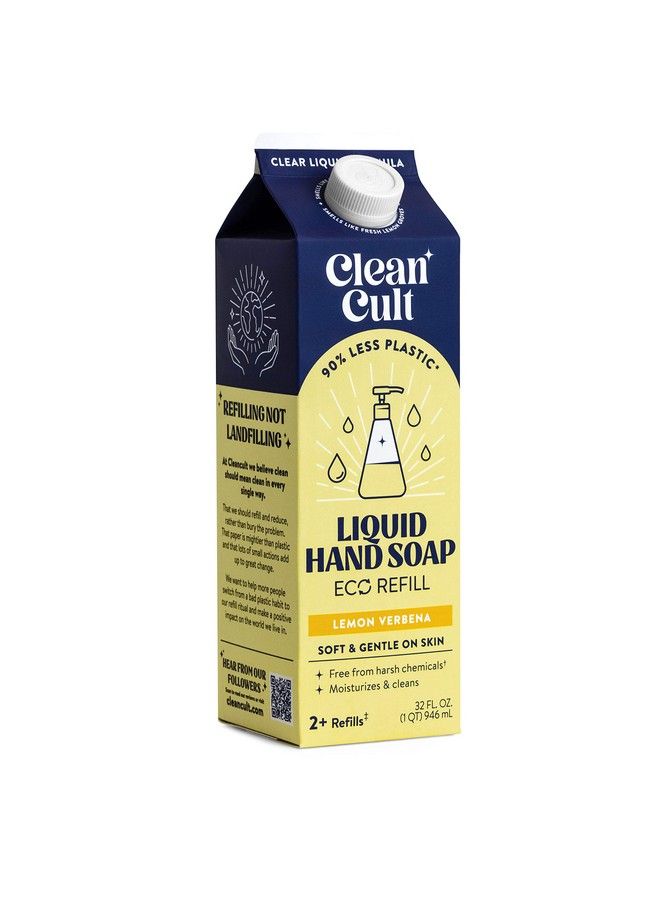 Cleancult Liquid Hand Soap Refills (32Oz 1 Pack) Hand Soap That Nourishes & Moisturizes Liquid Soap Free Of Harsh Chemicals Paper Based Eco Refill Uses 90% Less Plastic Lemon Verbena - Image 2