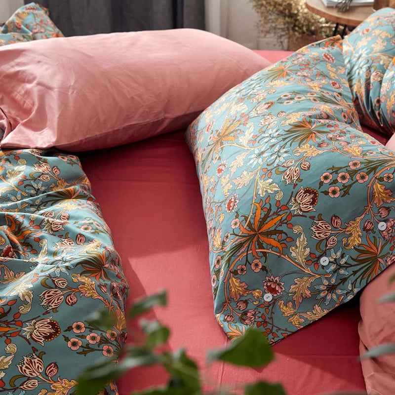 mixinni Soft Cotton Vintage Floral Pattern 2 Piece King Size Pillow Cases 20 x 36 Inches Set of 2 (King, 3902-Pillowcases) - Image 2