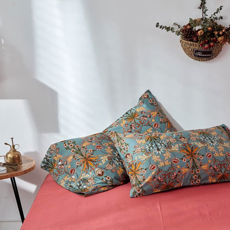 mixinni Soft Cotton Vintage Floral Pattern 2 Piece King Size Pillow Cases 20 x 36 Inches Set of 2 (King, 3902-Pillowcases) - Image 1