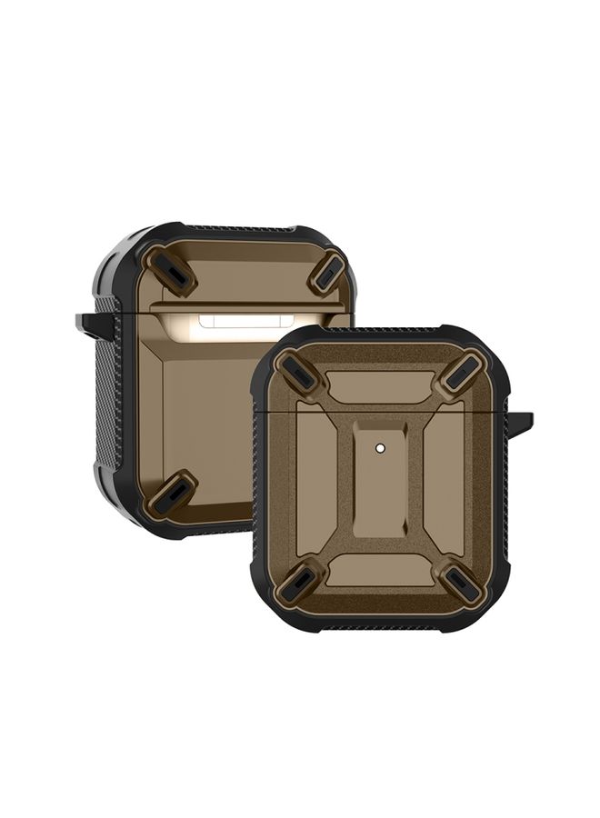 Raxoom Case Cover Wireless Earphones Shockproof King Kong Armor Silicone Protective Case For AirPods 1/2 Brown