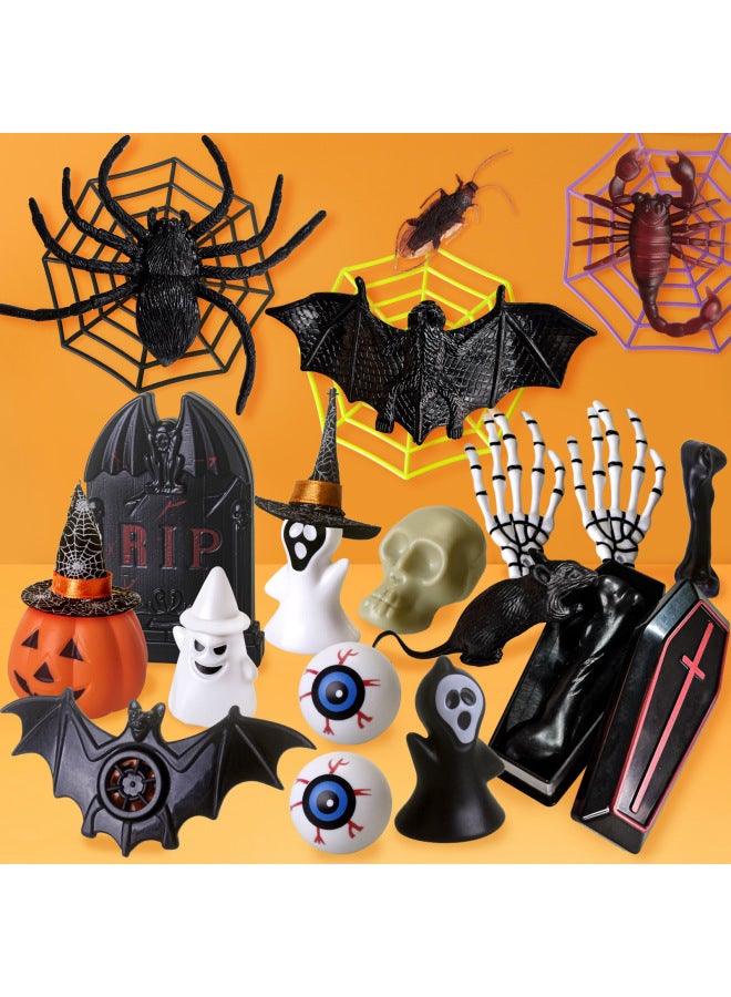 Loquat 45PCS  Party Set Pumpkin Bucket Dentures Finger Set Projector Decompression Gift-Color:45PCS Pumpkin Barrel Set - Image 4