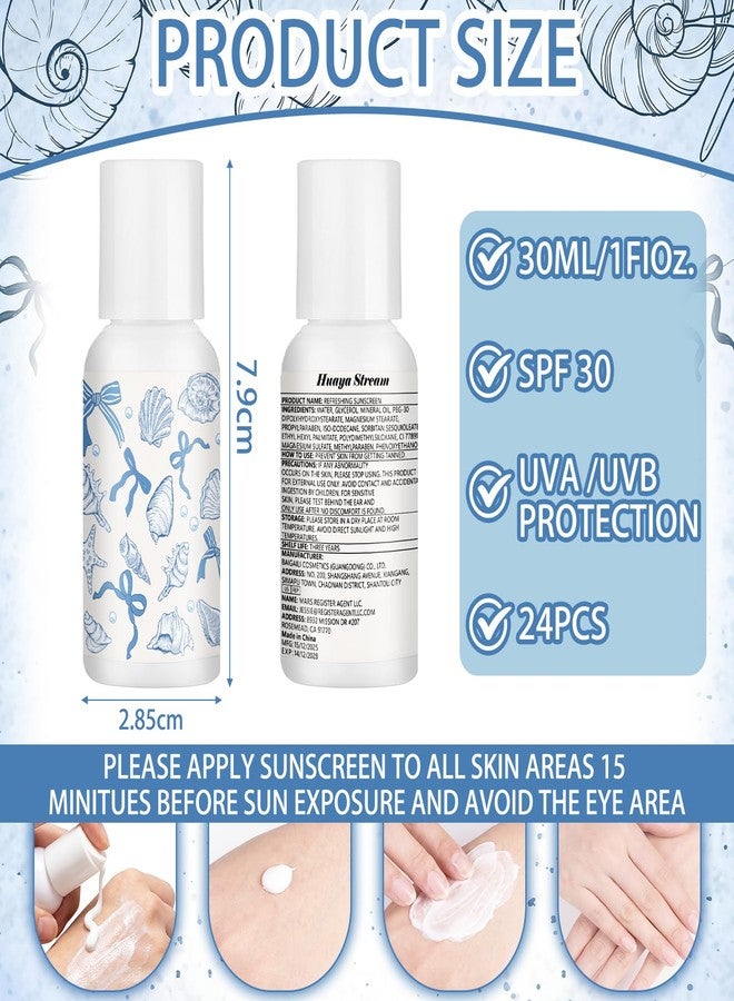 Demissle 24 Pcs Mini Sunscreen Bulk SPF 30 Blue Bow Starfish and Seashell Travel Size Sunscreen Bachelorette Wedding Party Supplies Summer Outdoor Goods for Under The Sea Beach Ocean Coastal, 1 Fl. oz - Image 2