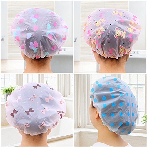 MURTISIDDH 3 Pcs Women Ladies' Waterproof Swimming Cap Bathing Cap Designer Travel Temporary Shower Caps Elastic Band Plastic Cap Hats - Image 2