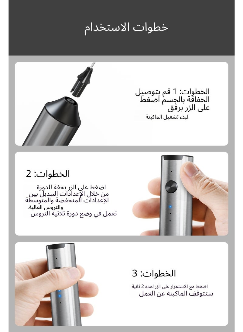 جهاز مزبد الحليب لاسلكي، ستانلس ستيل، 3 سرعات، قابل لإعادة الشحن مع رأسي خفق قابلين للتبديل - Image 2