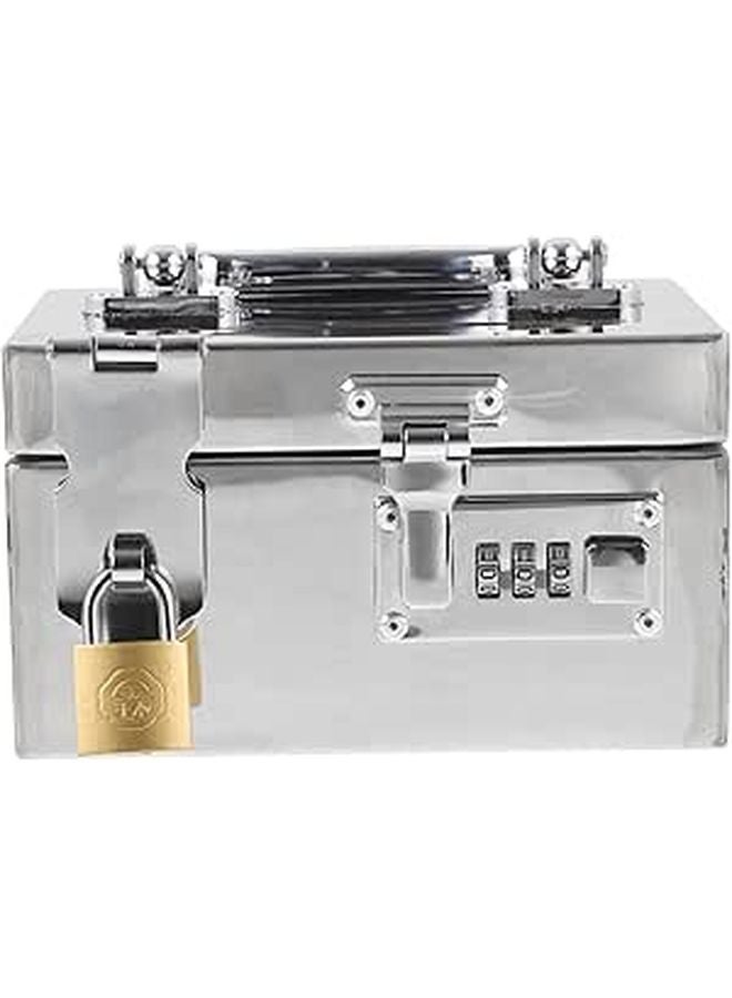 Stainless Steel Piggy Bank with Password Lock Metal Money Box for Adults Teens - Image 1