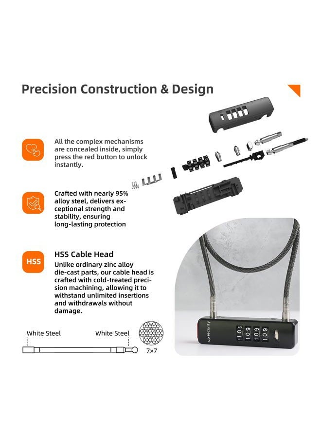 UP Security Combination Bike Lock Cable 2 ft, 4 Digit Combination Lock Outdoor, Small Combo Cable Padlock for Kids Bike, Bicycle, Scooter, Fence Gate, Fridge Door, Travel Luggage, Helmet Secure - Image 3