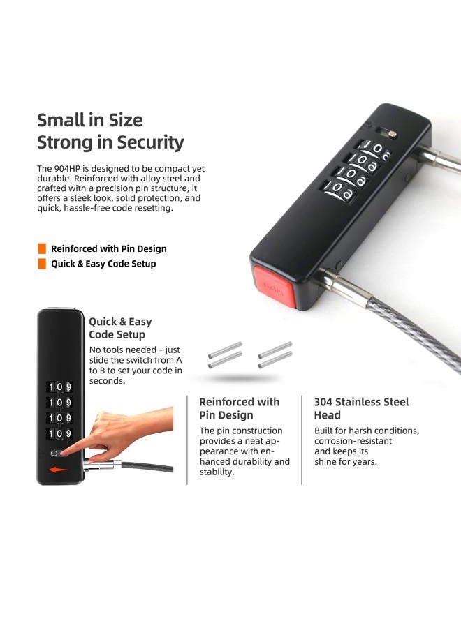 UP Security Combination Bike Lock Cable 2 ft, 4 Digit Combination Lock Outdoor, Small Combo Cable Padlock for Kids Bike, Bicycle, Scooter, Fence Gate, Fridge Door, Travel Luggage, Helmet Secure - Image 2