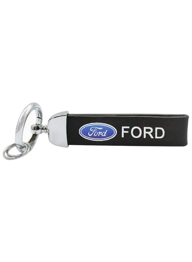 فورد سلسلة مفاتيح معدنية حلقية، متوافقة مع شعار سيارات FORD، حامل مفاتيح متين للسيارات والدراجات النارية، إكسسوار أنيق للمفاتيح. - Image 2