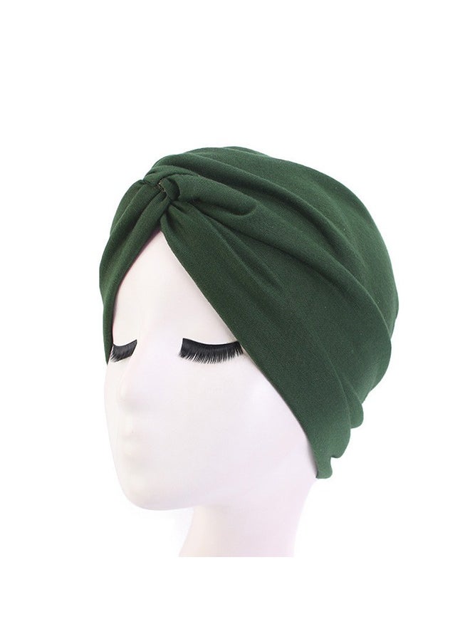 Generic 4PCS Women's Stretchy Turban Cap, Chemotherapy Cap, Women's Turbans, Women's Hijab, Twist Cross Cap for Women(Wine Red, Navy, Army Green, Turmeric)  - Image 5