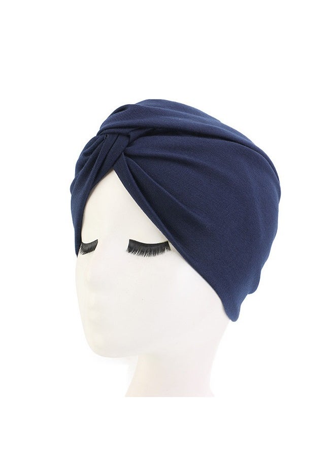 Generic 4PCS Women's Stretchy Turban Cap, Chemotherapy Cap, Women's Turbans, Women's Hijab, Twist Cross Cap for Women(Wine Red, Navy, Army Green, Turmeric)  - Image 4