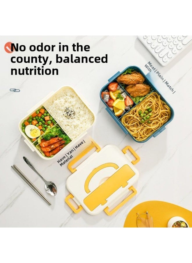 Generic - Lunch Box Microwave Oven Heatable Lunch Box Multi-grid Student Female Portable Fresh-keeping Office Worker Three-grid Lunch Box-Specifications: - White Dinner Plate + Soup Cup + Chopsticks And Spoon + Thermal Bag - Image 1