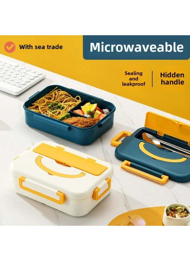 Generic - Lunch Box Microwave Oven Heatable Lunch Box Multi-grid Student Female Portable Fresh-keeping Office Worker Three-grid Lunch Box-Specifications: - White Dinner Plate + Soup Cup + Chopsticks And Spoon + Thermal Bag - Image 1
