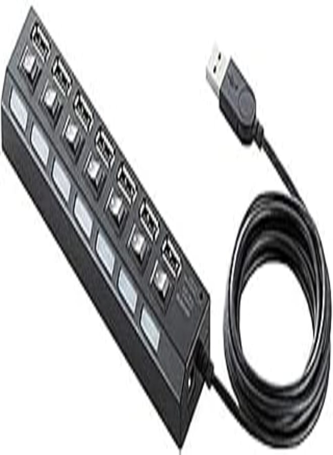 OR 7 Port USB 2.0 Hi-Speed Hub (Black)