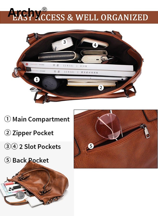 Archy Handbags and Purse Set for Women Hobo Totes PU Leather Purses and Handbags Shoulder Bag Vegan Leather Tote Large Crossbody Bags Ladies Shoulder Bag - Image 5