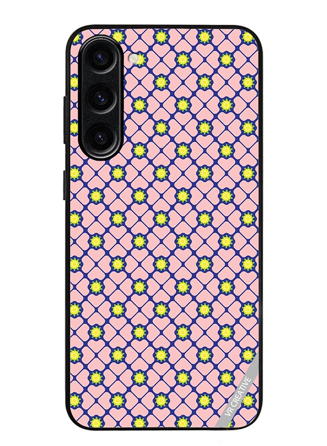 VR CREATIVE Protective Case Cover For Samsung Galaxy S24 Abstract Clover Leaves Geometric Retro Design Multicolour - Image 1