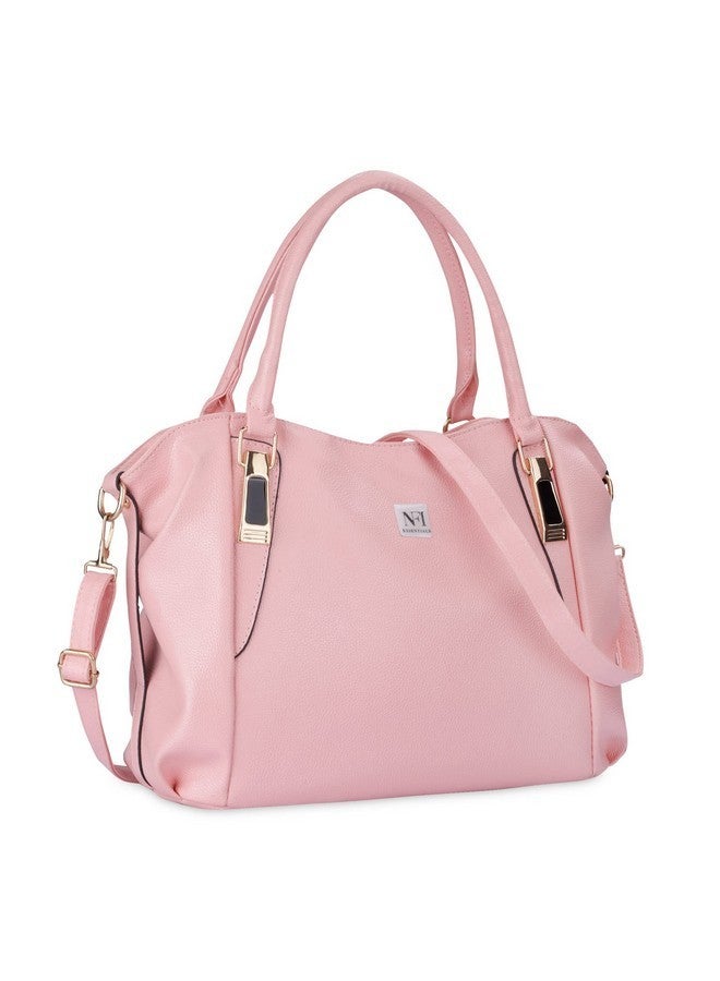 NFI essentials PU HandBags for Women, Hobo Bags, Tote Hand Bags, Shopping Bag, Shoulder Crossbody Bag Stylish Ladies Purse With Adjustable Long Strap (Pink) - Image 1