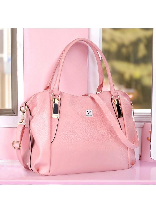 NFI essentials PU HandBags for Women, Hobo Bags, Tote Hand Bags, Shopping Bag, Shoulder Crossbody Bag Stylish Ladies Purse With Adjustable Long Strap (Pink) - Image 5