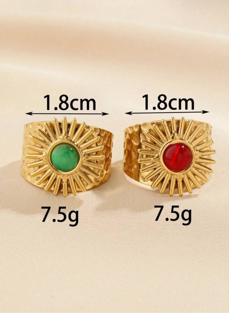 NEW STYLE 2pcs Of Elegant & High Quality Stainless Steel Rings For Women One Size - Image 3