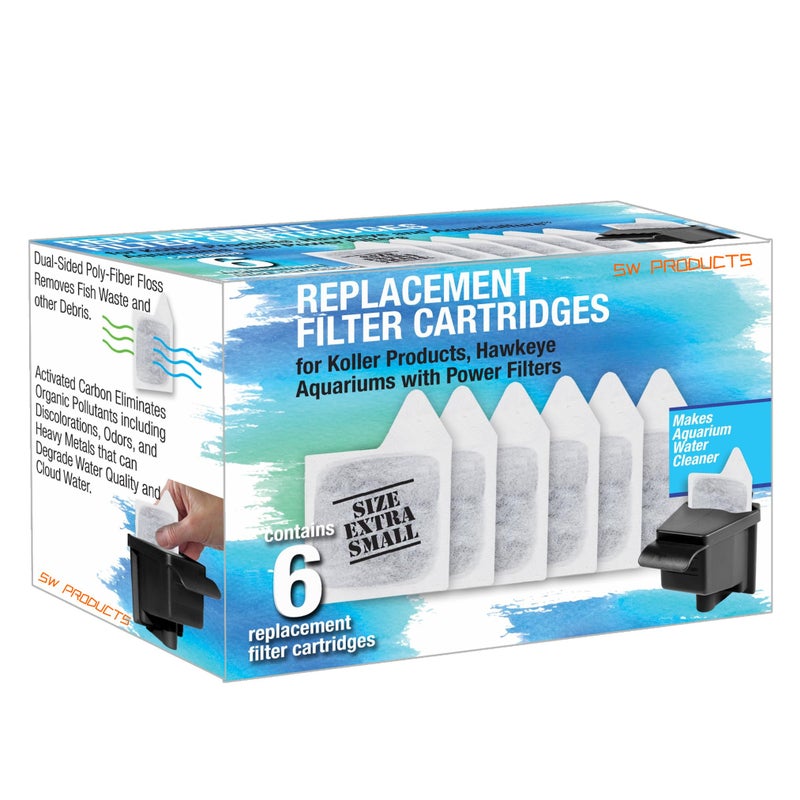 SW PRODUCTS Koller Products XS 6-Pack Filter Cartridges, Replacement Cartridge for Koller Products Fish Tanks - Image 1