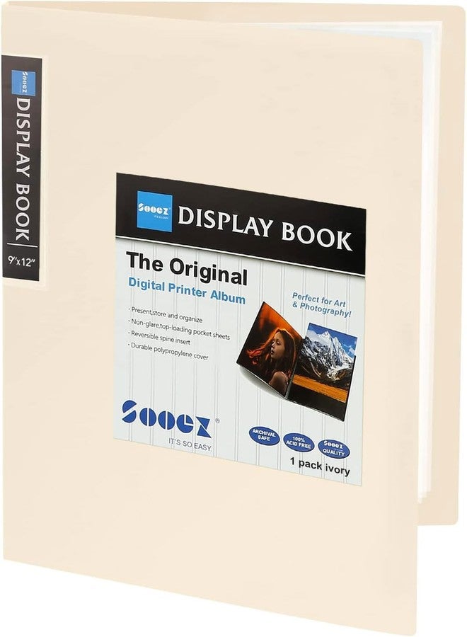 Sooez 30-Pocket Binder with Plastic Sleeves 9x12" (Ivory), Heavy Duty Art Portfolio Folder with Clear Sheet Protectors, Display 60 Pages, Presentation Book for Artwork, Document Organizer Binder - Image 1