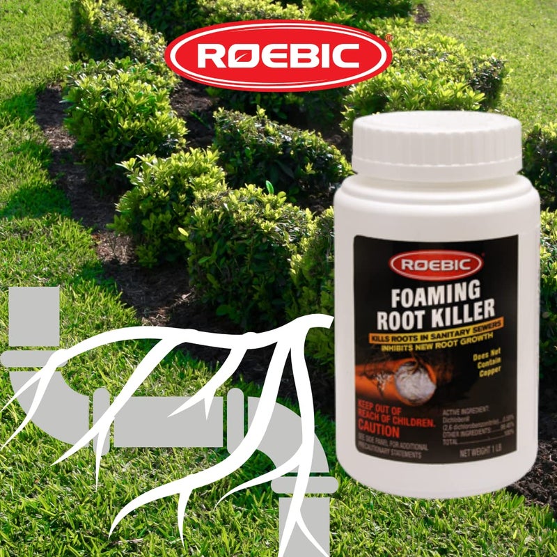 Roebic FRK-1LB Foaming Root Killer: Clear Pipes, Stop New Growth, Safe for All Plumbing - 1lb, White, Granules - Image 2
