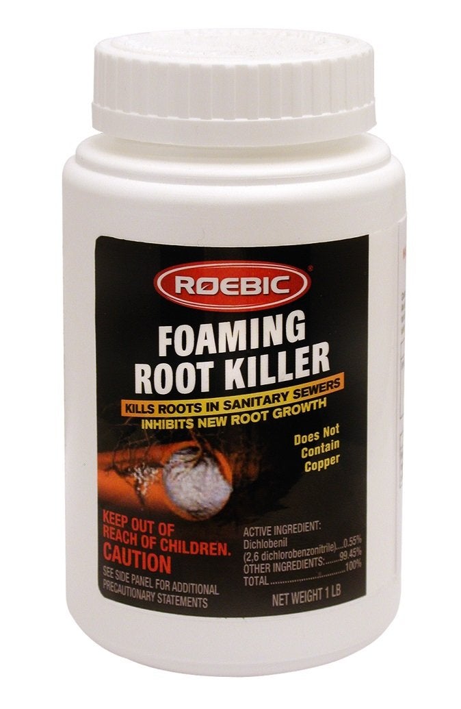 Roebic FRK-1LB Foaming Root Killer: Clear Pipes, Stop New Growth, Safe for All Plumbing - 1lb, White, Granules - Image 1