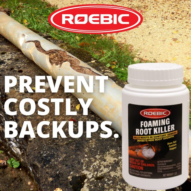 Roebic FRK-1LB Foaming Root Killer: Clear Pipes, Stop New Growth, Safe for All Plumbing - 1lb, White, Granules - Image 4