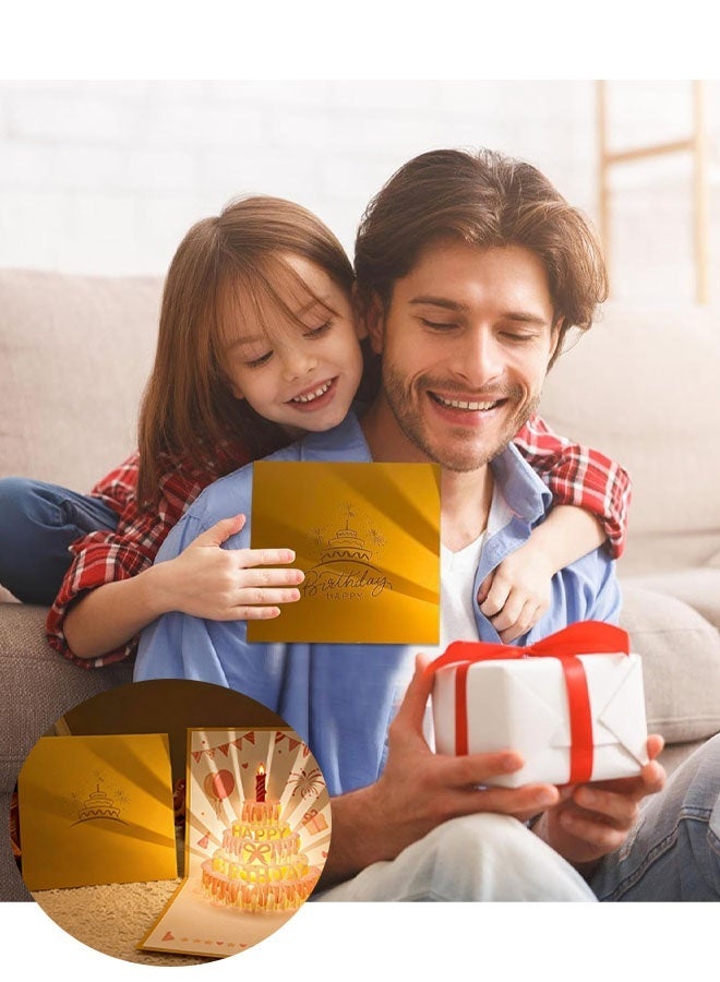 بطاقات عيد ميلاد ثلاثية الأبعاد - بطاقة منبثقة بموسيقى عيد ميلاد سعيد وإضاءة LED، بطاقة بريدية للزينة والاحتفالات - Image 3