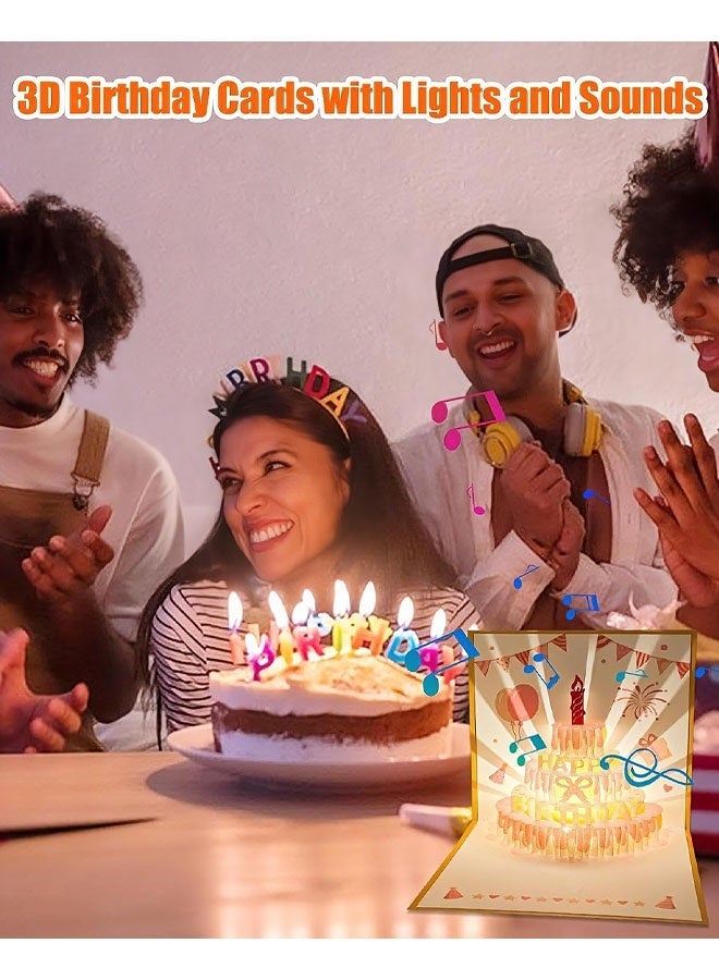 بطاقات عيد ميلاد ثلاثية الأبعاد - بطاقة منبثقة بموسيقى عيد ميلاد سعيد وإضاءة LED، بطاقة بريدية للزينة والاحتفالات - Image 4