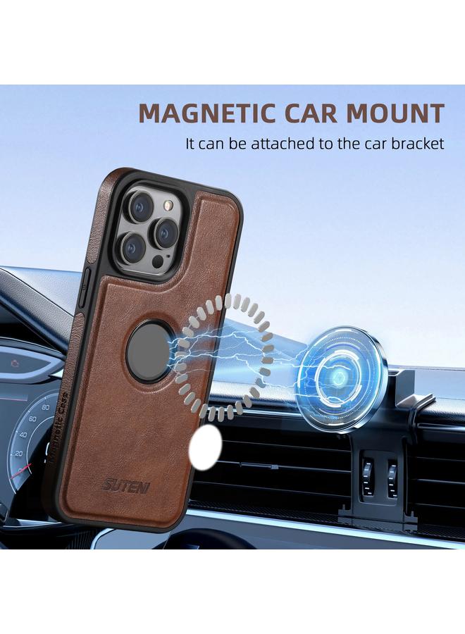 Suteni Case For iPhone 16 Pro M1 Oil Wax MagSafe Detachable Horizontal Card Bag Phone Case - Image 2