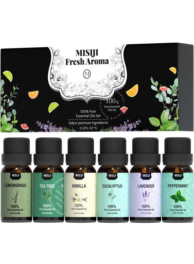 MISIJI Essential Oils Set Top 6 Aromatherapy-Essential Oils for Diffuser for Home,Air Freshening Diffuser Oils Scents for Aromatherapy,Laundry,Candle&Soap Making,Humidifiers 6 X 10ML - Image 1