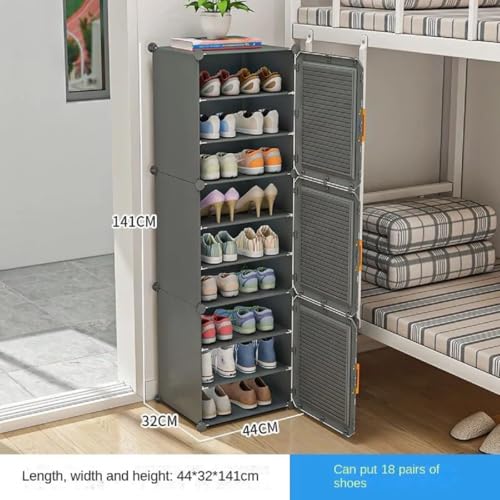ELINDOR Plastic Shoe Rack for Home Organizer, Shoe Stand with Door for Home | Portable, Expandable Shoe Stand for Boots, Heels, Slipper for Women, Men, Outdoor (GREY, 3 DOOR) - Image 2