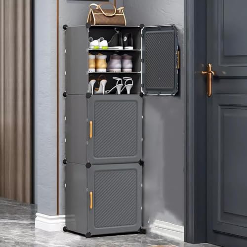 ELINDOR Plastic Shoe Rack for Home Organizer, Shoe Stand with Door for Home | Portable, Expandable Shoe Stand for Boots, Heels, Slipper for Women, Men, Outdoor (GREY, 3 DOOR) - Image 5