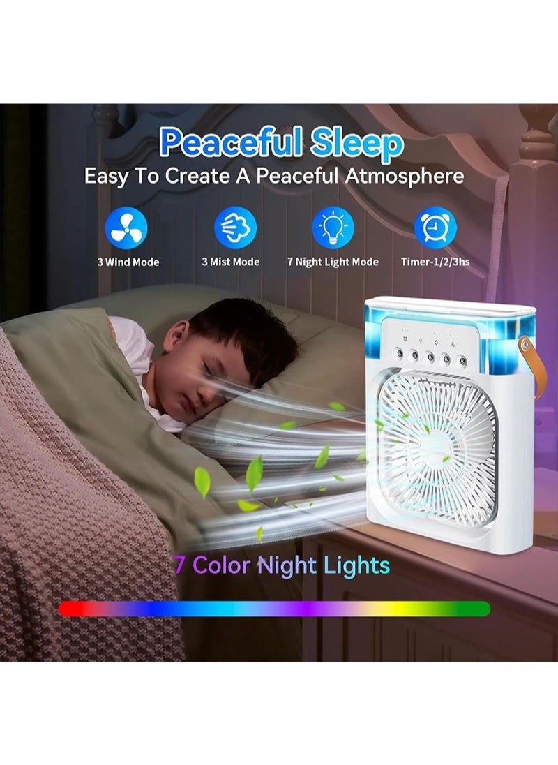 Yoawllty - Portable Cooler Fan, Water Air Cooler, Portable USB Table Fan with 3 Wind Speed 7 Colors LED Light and 680ml Water Tank for Room, Office - Image 1