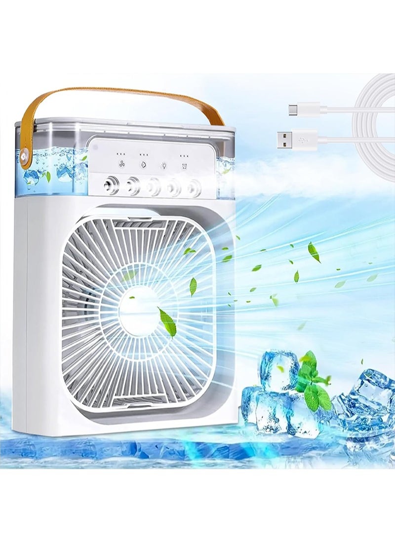 Yoawllty - Portable Cooler Fan, Water Air Cooler, Portable USB Table Fan with 3 Wind Speed 7 Colors LED Light and 680ml Water Tank for Room, Office - Image 1