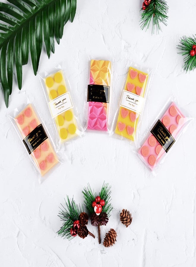 Fimary 100 Pcs Knafeh Pistachio Chocolate Wrappers with 100 Pcs Thank You Stickers - 2.5 x 7.1 Inch Candy Packaging - Self Adhesive Small Plastic Wax Melt Snap Bar Bags - Image 3