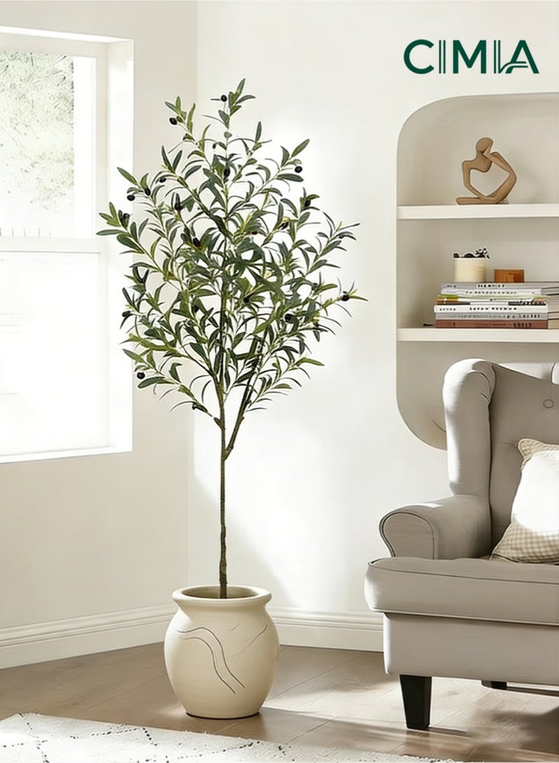 CIMIA Artificial Olive Tree with Fruits, 170 cm Height, suitable for living rooms, courtyards, terraces, offices, etc. - Image 1