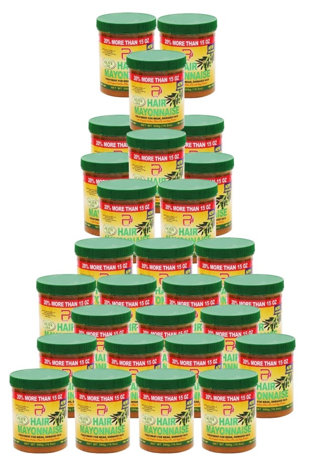 PYRON 28 Pieces Hair Mayonnaise Treatment for Weak & Damaged Hair with Olive Oil 500grams  - Image 1