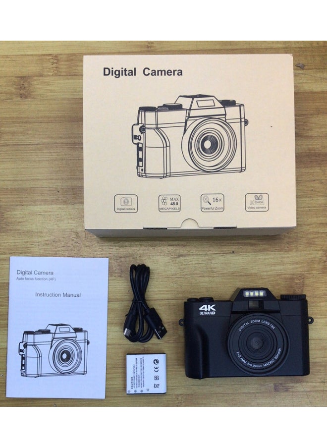 Generic E-commerce Products 4K Digital Camera Ultra HD 48MP 3.0 Flip Screen With Wide Angle 4K Micro Single LED-Body Color:Standard Black Chinese Version  - Image 1