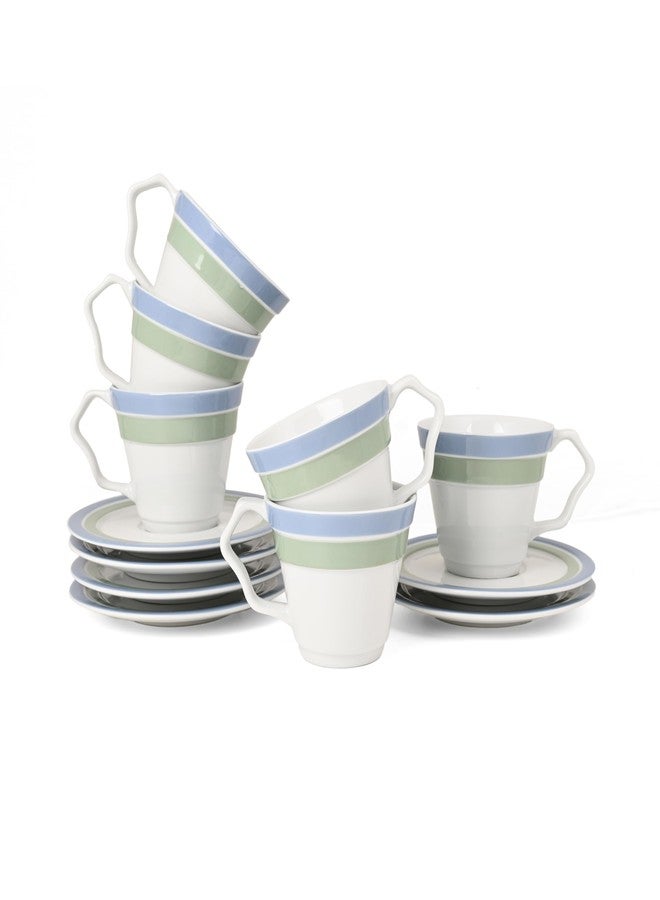 Hitkari Zoraida Porcelain Tea Cup & Saucer Set of 6 - Luxury Finish, Microwave & Dishwasher Safe - Image 1