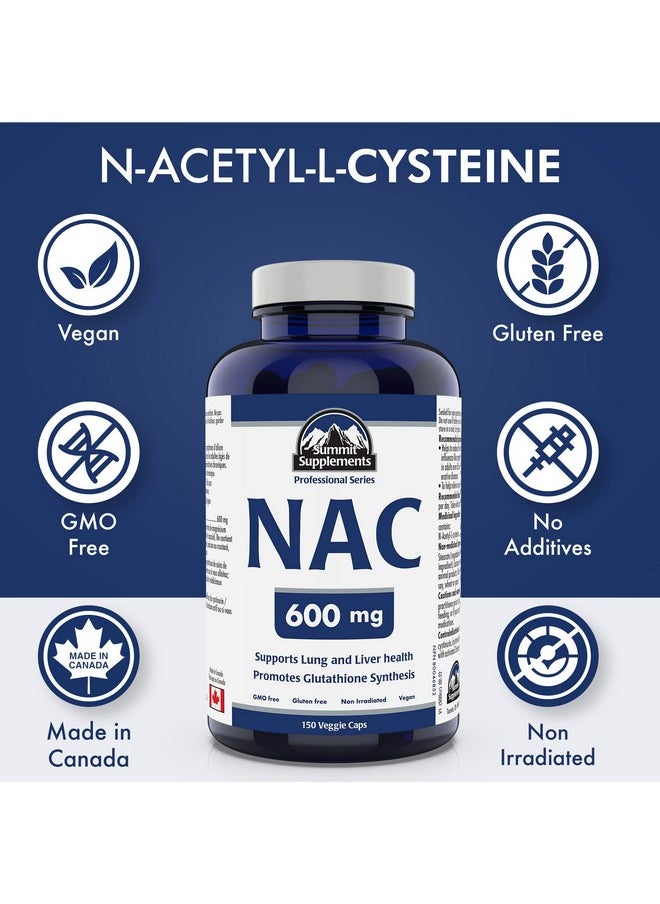 Summit Supplements - Nac Supplement 600Mg Nac N Acetyl Cysteine Supports Antioxidant Glutathione Levels Immune System Support Liver And Detox Support Product Of Canada 150 Capsules - Image 1