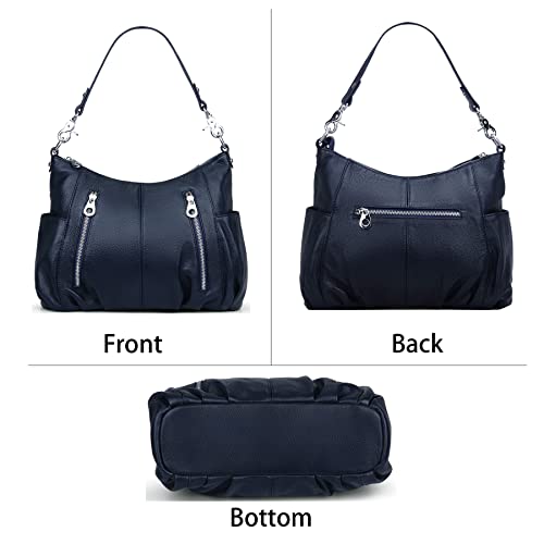 HESHE Genuine Leather Purses for Women Shoulder Hobo Bag Crossbody Satchel Handbags Designer Ladies Totes Purse - Image 5