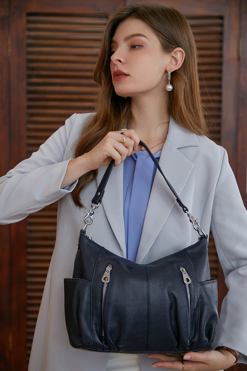 HESHE Genuine Leather Purses for Women Shoulder Hobo Bag Crossbody Satchel Handbags Designer Ladies Totes Purse - Image 2